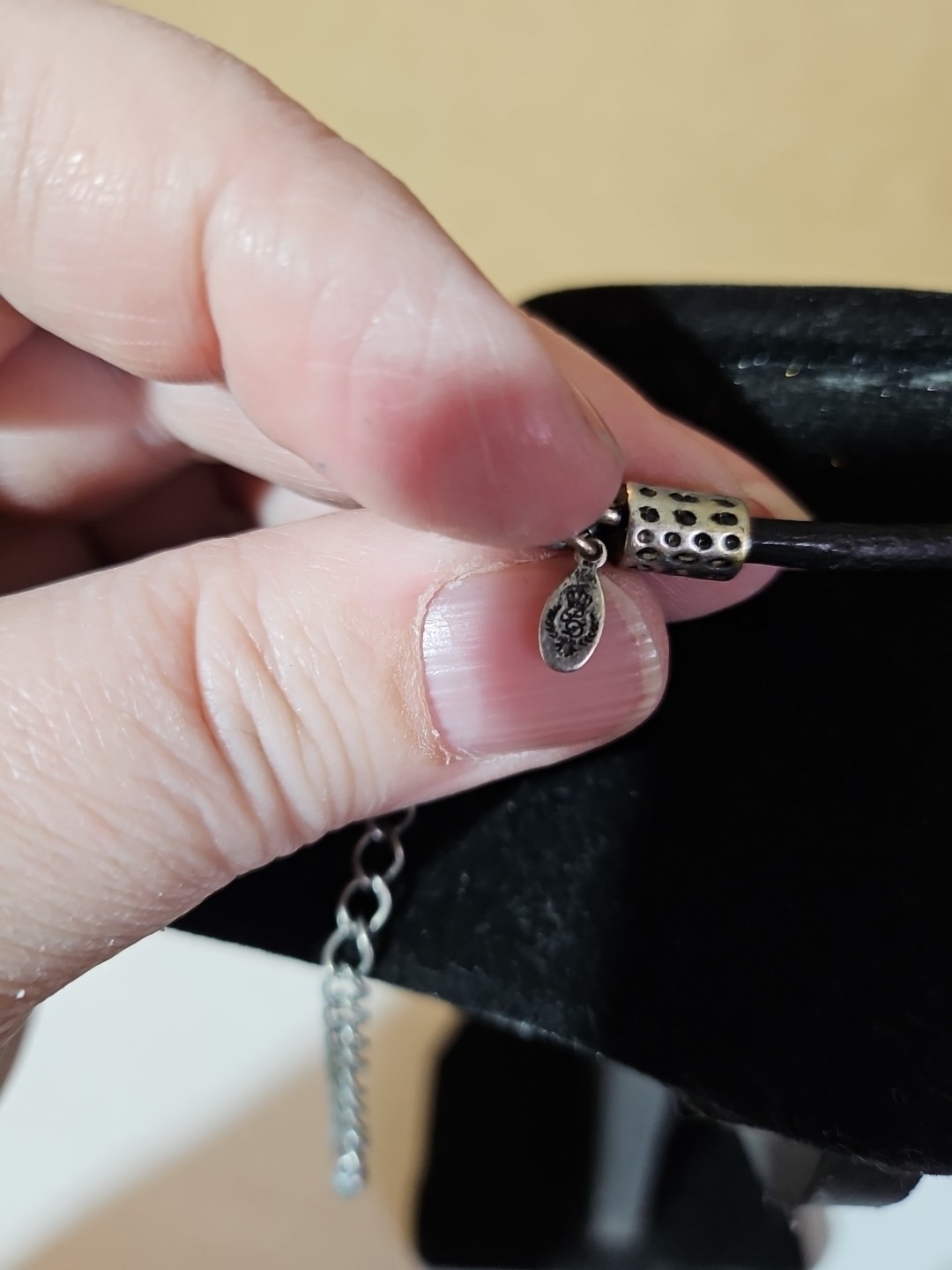 Black Cord Necklace With 5 Metal Circle Charms.honesty,faith,friendship, Circle
