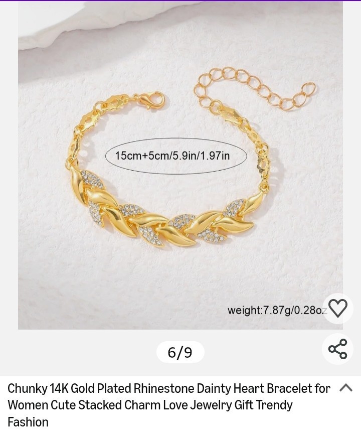 14K Gold-Plated Women’s Bracelet With Rhinestones
