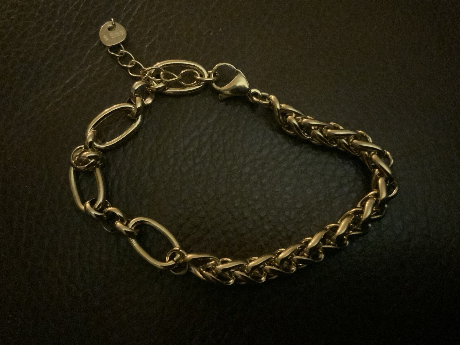 Anthropologie Bracelet Gold Boho 14k Chain Link Oval Braid Geometric Mixed Chunk