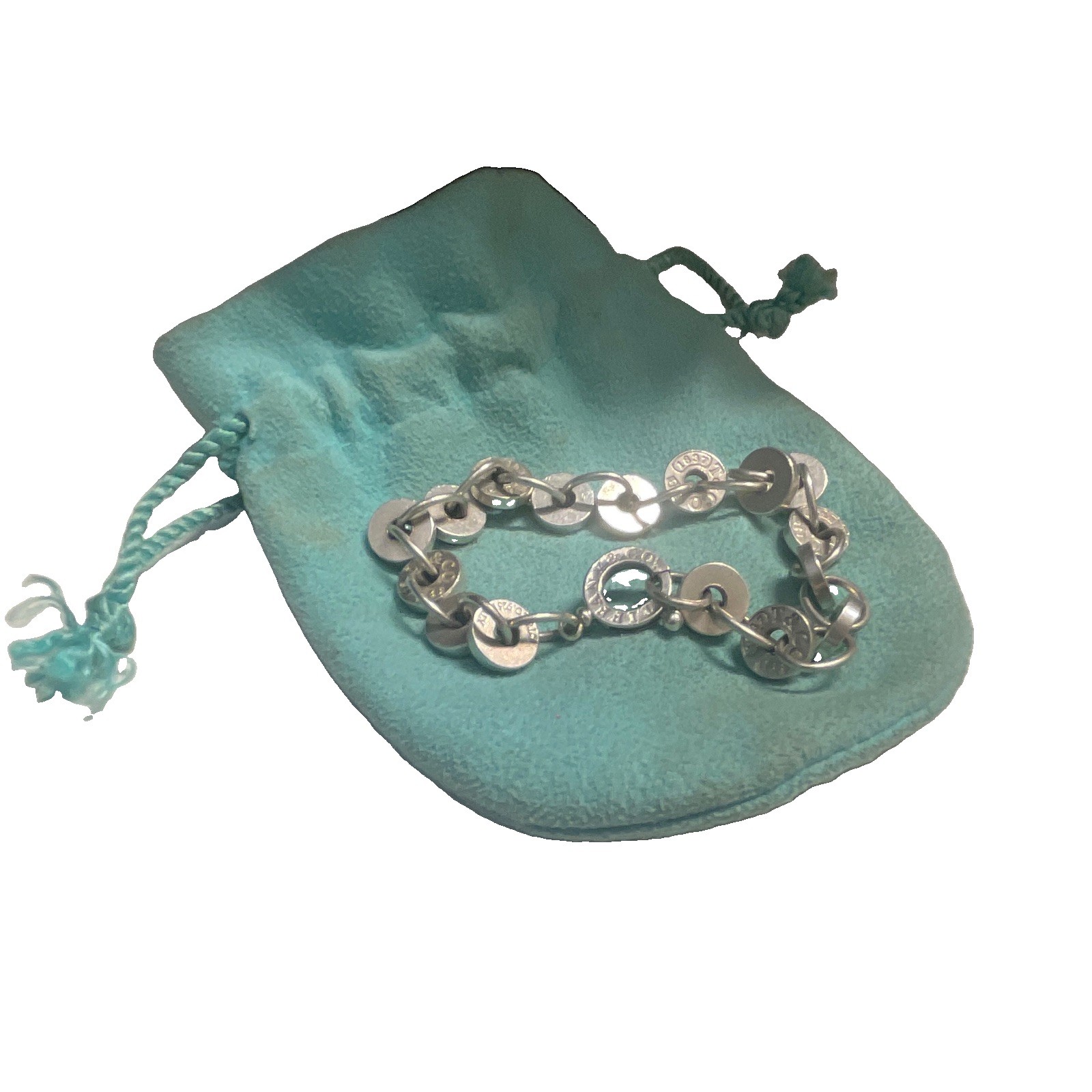 Tiffany & Co. Signed 925 Sterling Silver Link Chain Bracelet Toggle Closure