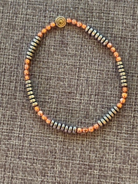 copper and hematite stretch bracelet