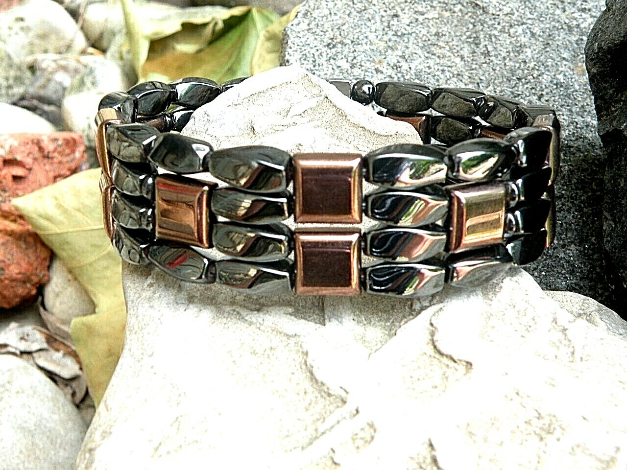 100% Black n Copper Magnetic Healing Bracelet Anklet 4 Row USA Made