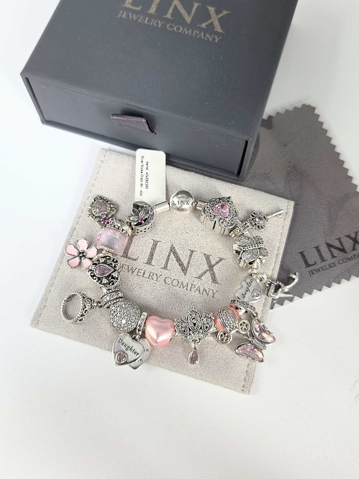 Linx Silver Snake Chain Charm Bracelet