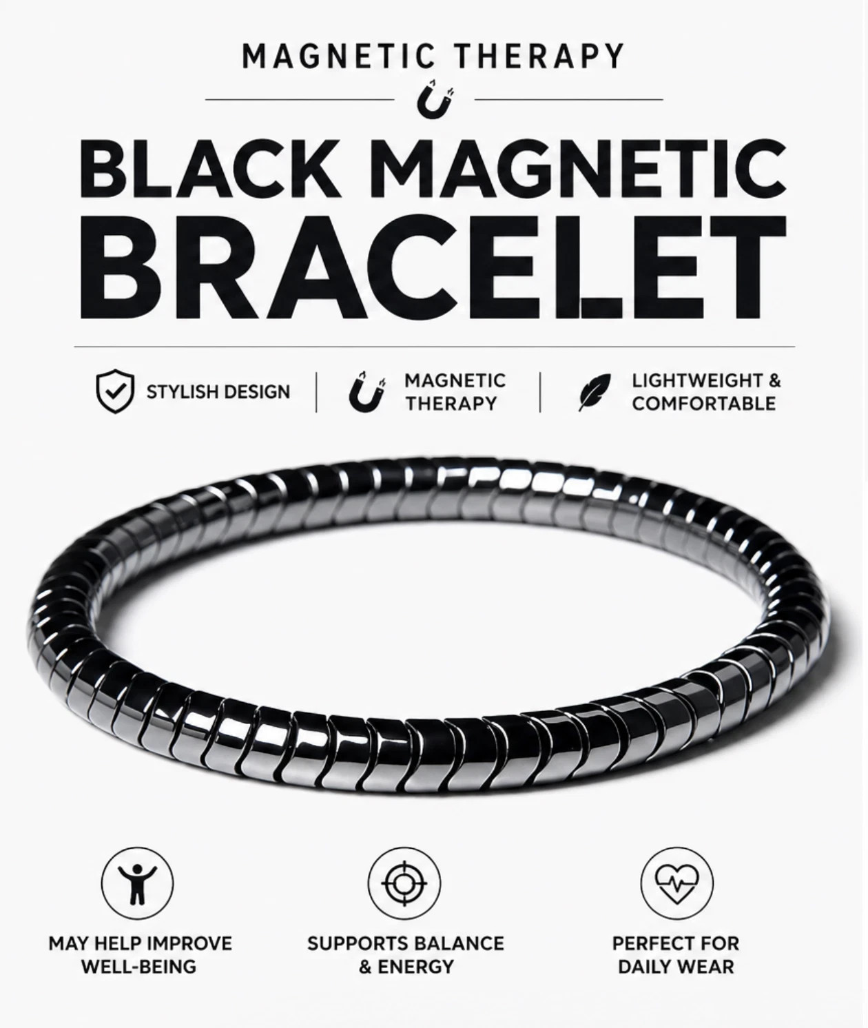 Magnetic Therapy Hematite Bracelet 8mm Beads for Men and Women