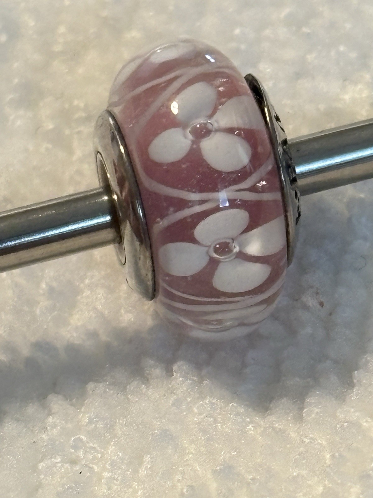 Pandora Pink Field of Flowers Murano Glass Charm