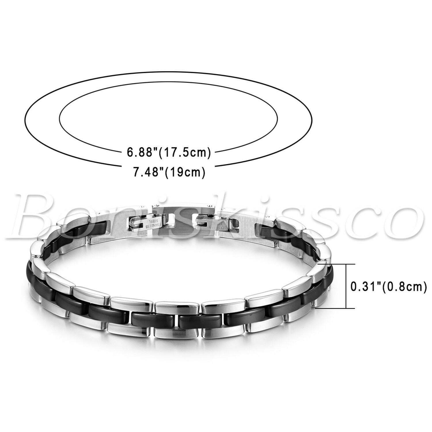 Women’s Girls Charm Stainless Steel Ceramic Bracelet Healthy Chain Link Gift
