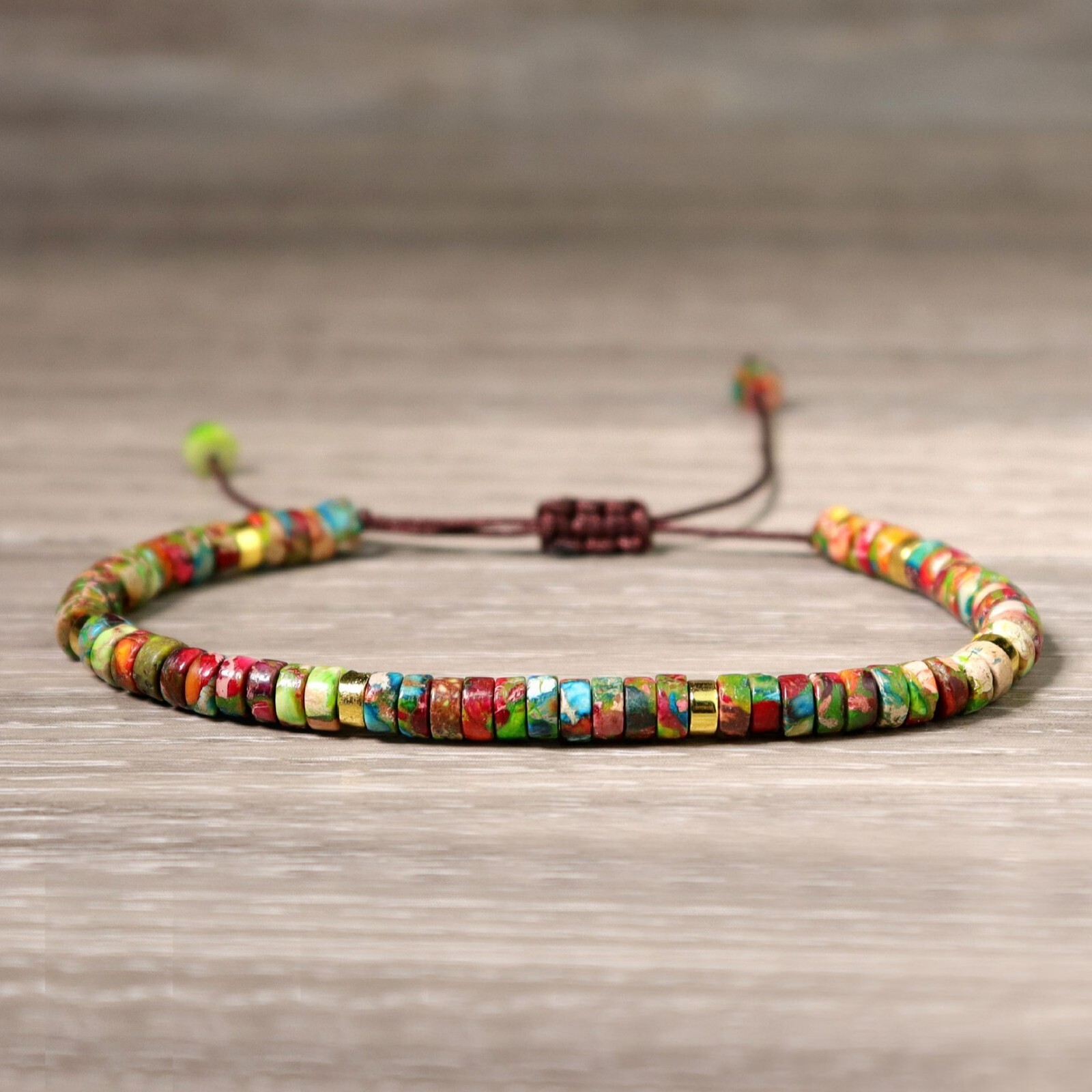 Natural Gemstone Small Beads Handmade Healing Balance Dainty Women Men Bracelet