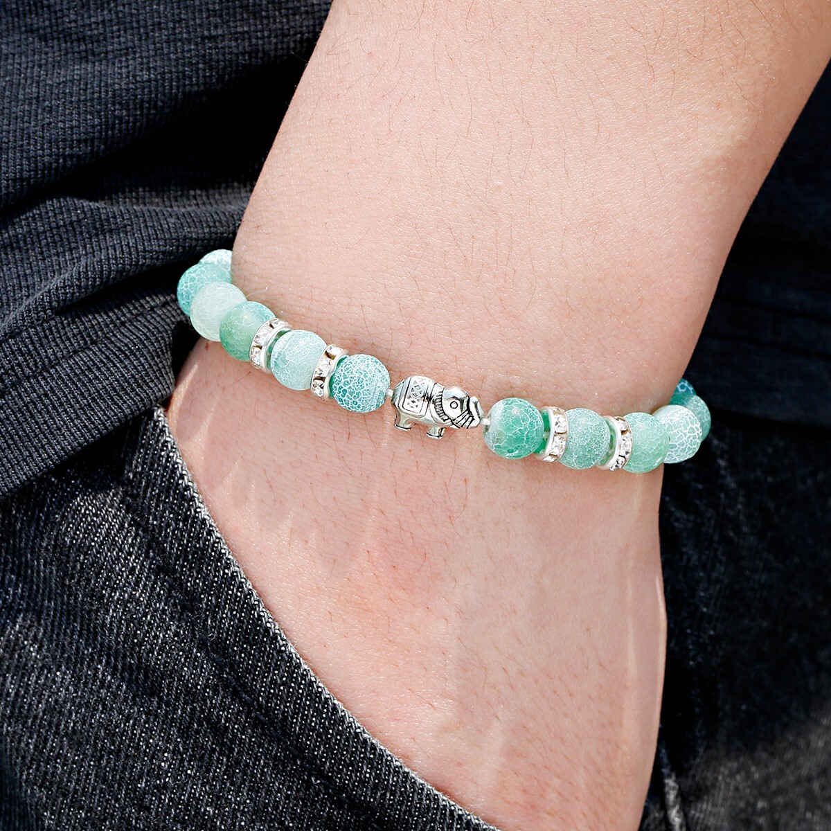 Natural Weathered Stone Bead Yoga Energy Healing Bracelet Men Women Jewelry