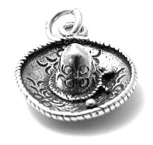 925 Sterling Silver 3D Mexican Sombrero Charm