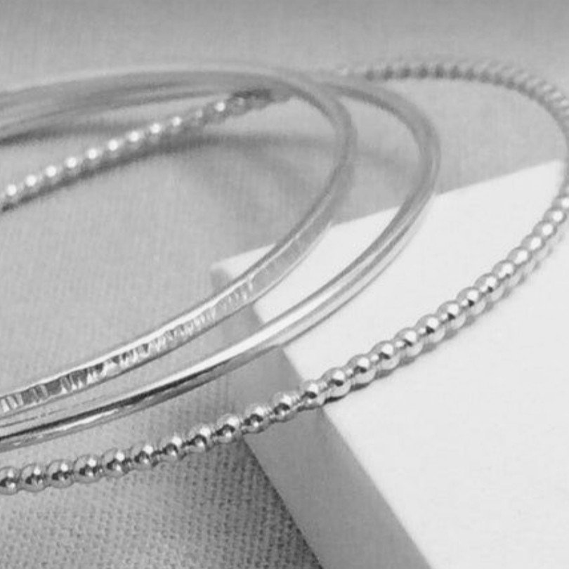 Lovely 925 Sterling Silver Bangle Handmade jewelry Gift For Her AB-96