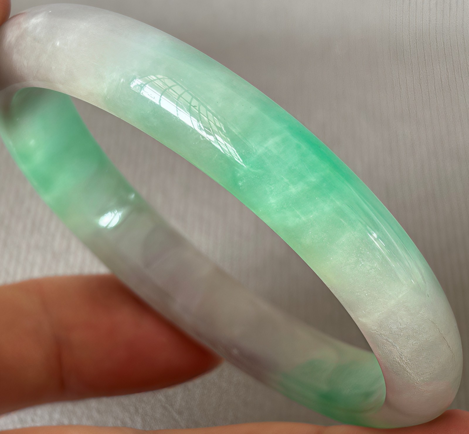 61mm Natural Green Jadeite Jade Bracelets Burma Emerald Jade Bracelet Bangle