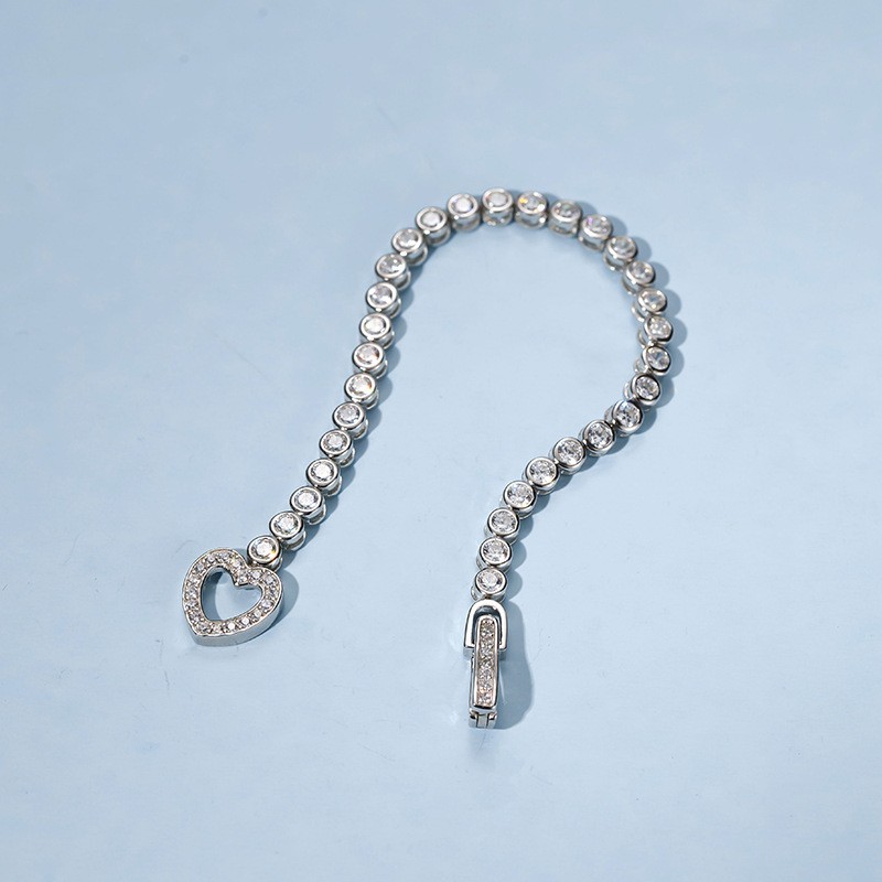3mm Cubic Zirconia Bubble Bracelet For Women 925 Sterling Silver 18k Gold Plated