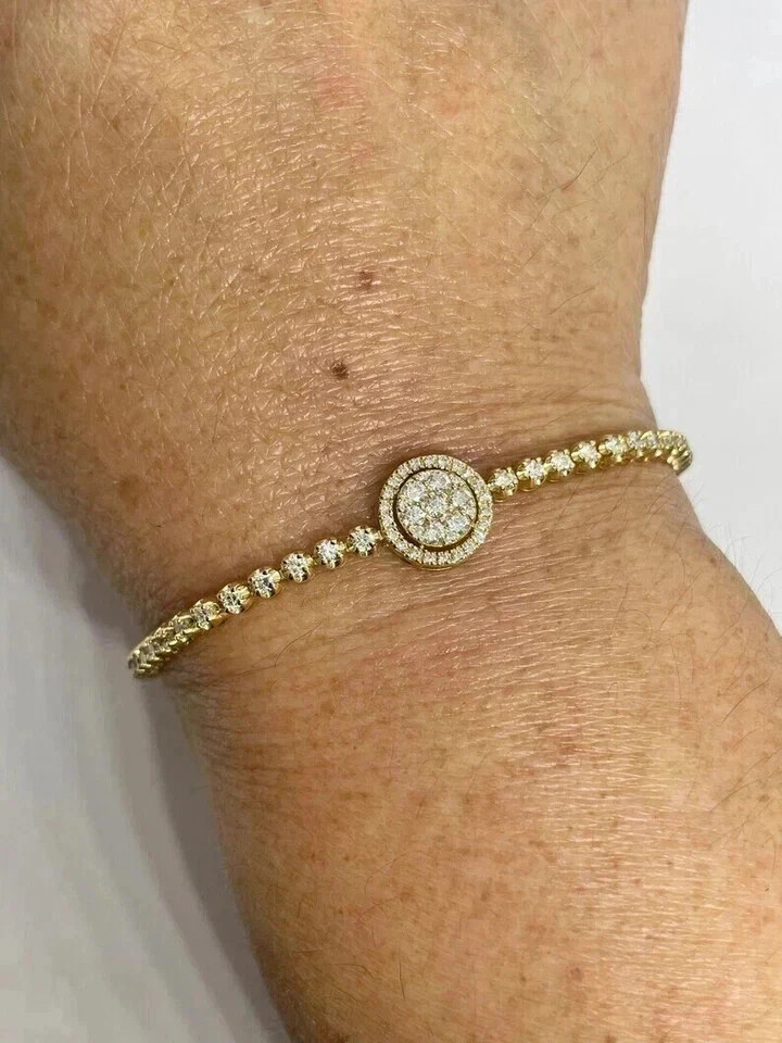 5Ct Round Cut Simulated Diamond 14k Yellow Gold Plated Women Bolo Chain Bracelet