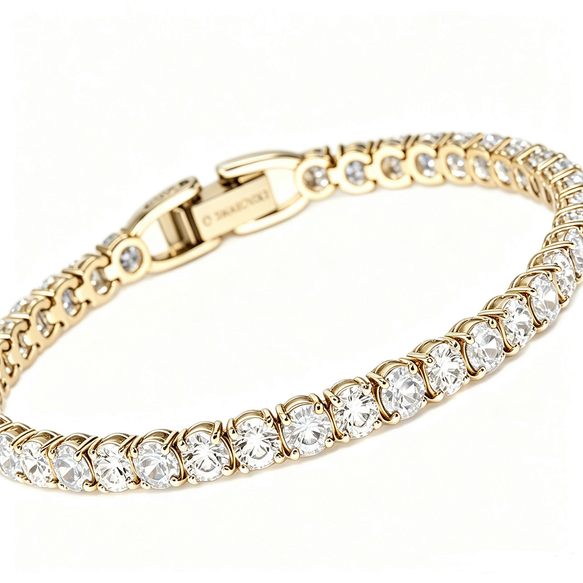 NWT Swarovski Dainty Gold Full Clear Tennis Bangle Women Bracelet 5511544