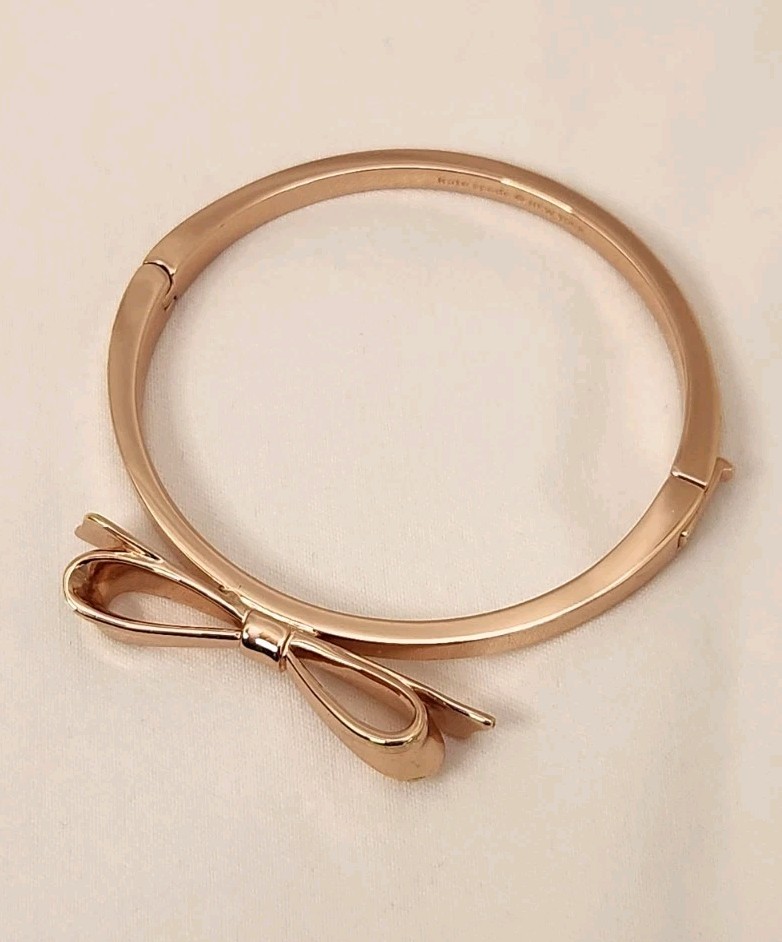 KATE SPADE New York Bow Hinged Bangle Bracelet Rose Gold Tone 2.25”