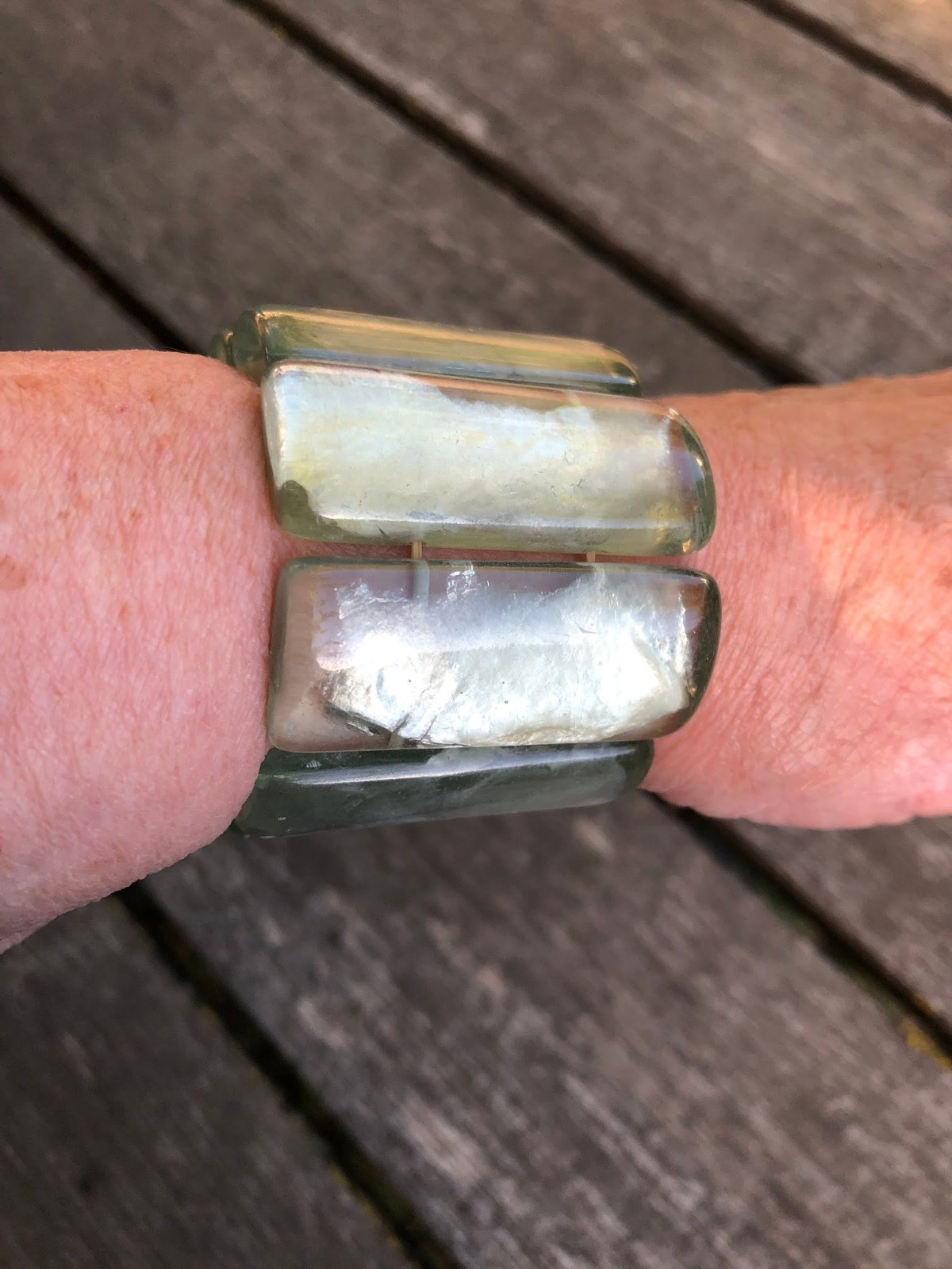 Lot of 2 Stretch Rectangle Simulated Stone Bracelets