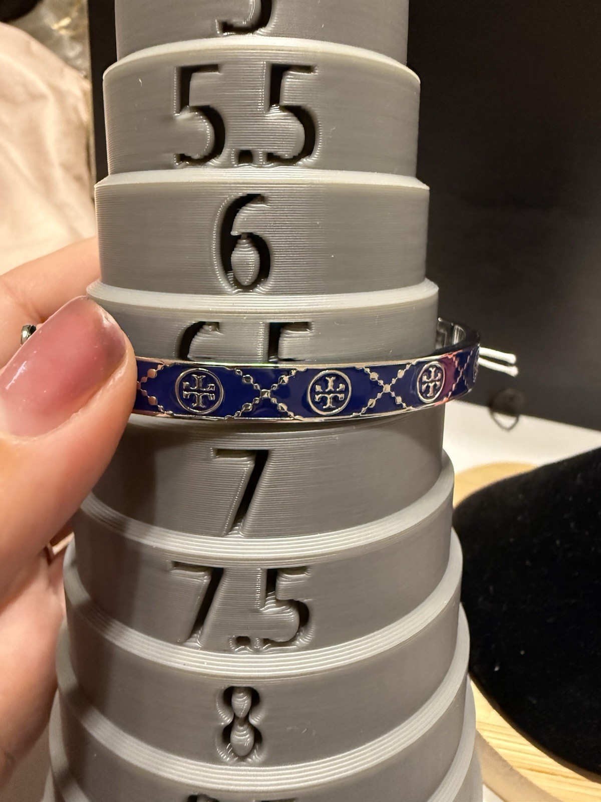 Tory Burch Icon T Monogram Hinge Bracelet in blue and silver NEW Bangle Logo