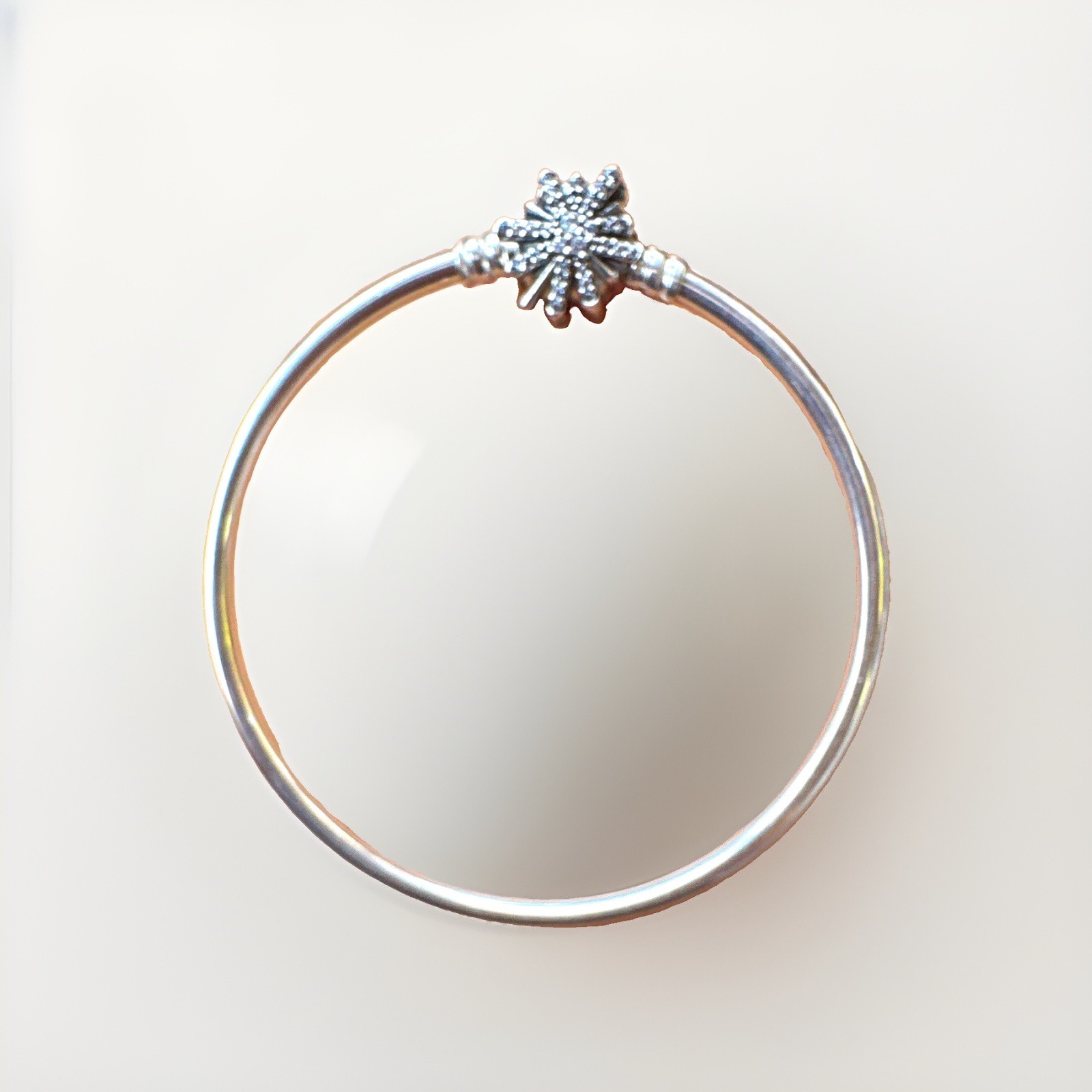 PANDORA S925 ALE Bangle Bracelet Starburst Pavé cubic zirconia Stones Clip Snap