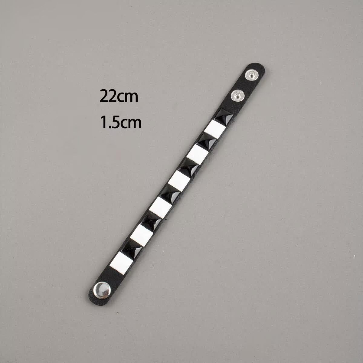 Black White Checkered Leather Bracelet for Men Women 3 Pieces Punk Studded Cu…