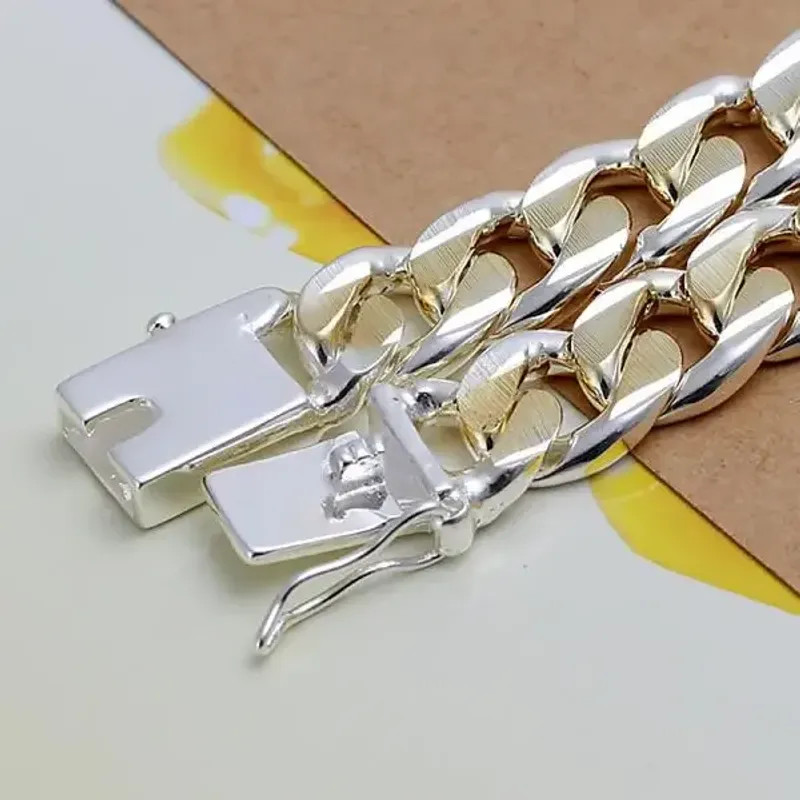 925 Sterling Silver Exquisite 10mm Chain Men Women Chain Noble Wedding Bracelet