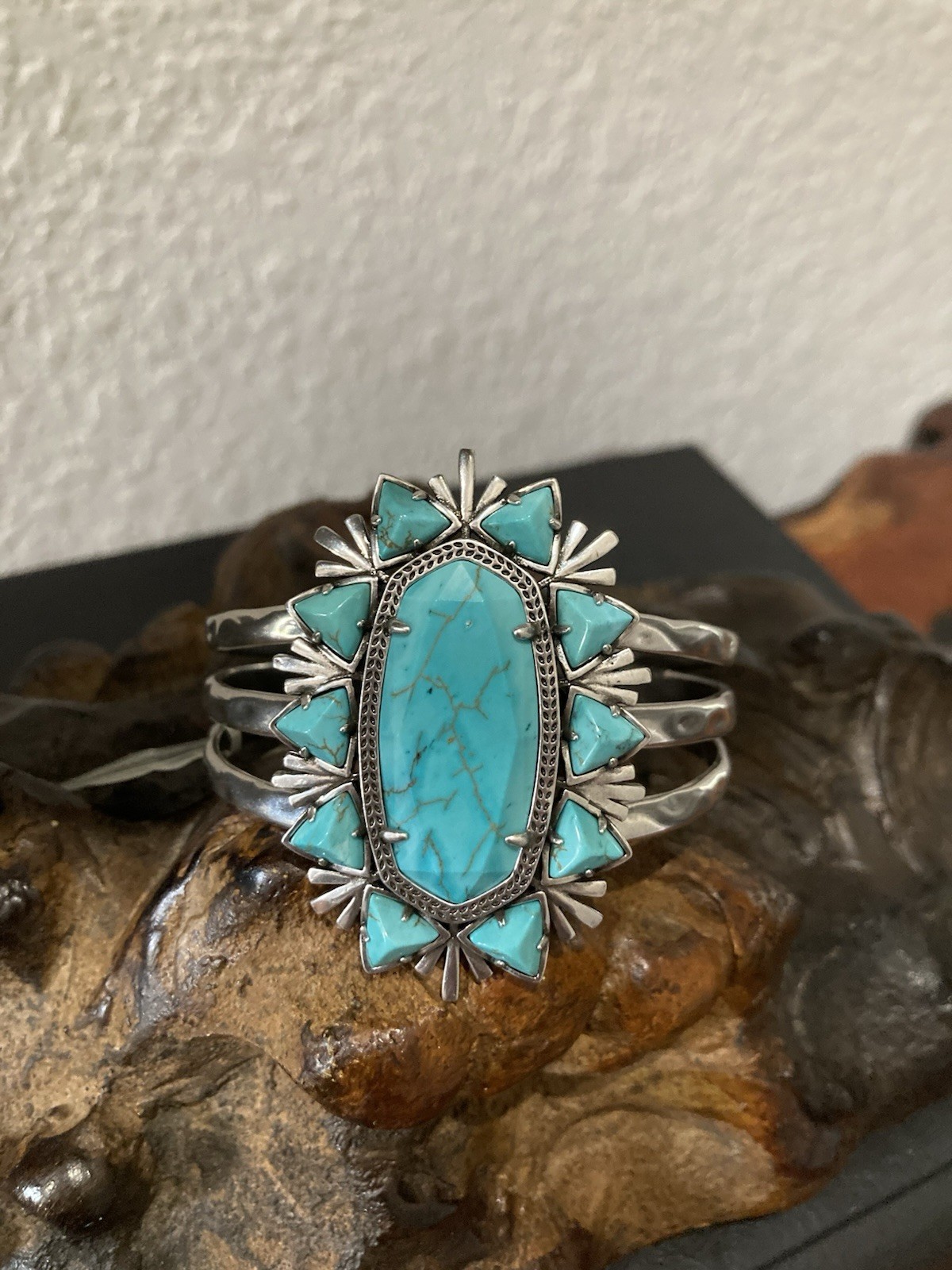 Kendra Scott Havana Turquoise Vintage Silver Cuff Bracelet Yellow Rose NWT