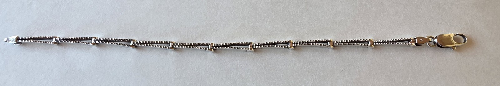 925 Italy Sterling Silver Signed Bar Link Chain Bracelet Lobster Clasp