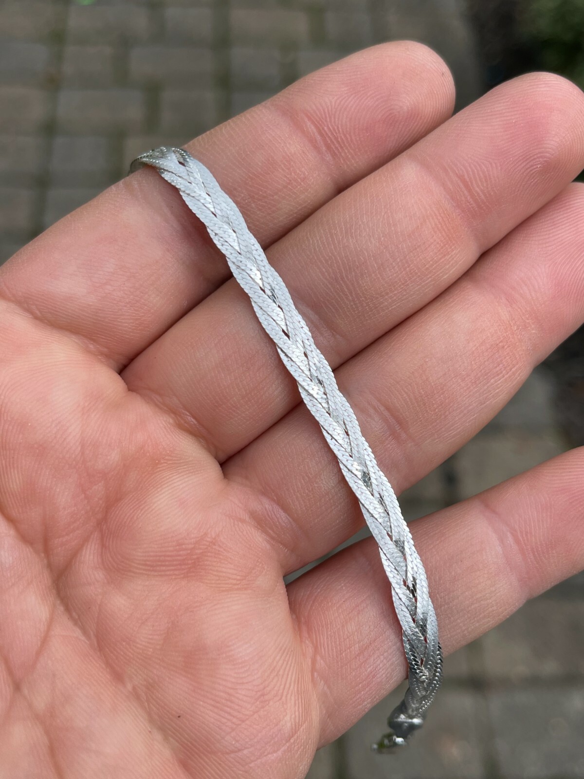 Solid 925 Sterling Silver Ladies 6mm Twisted Braided Herringbone Bracelet ITALY