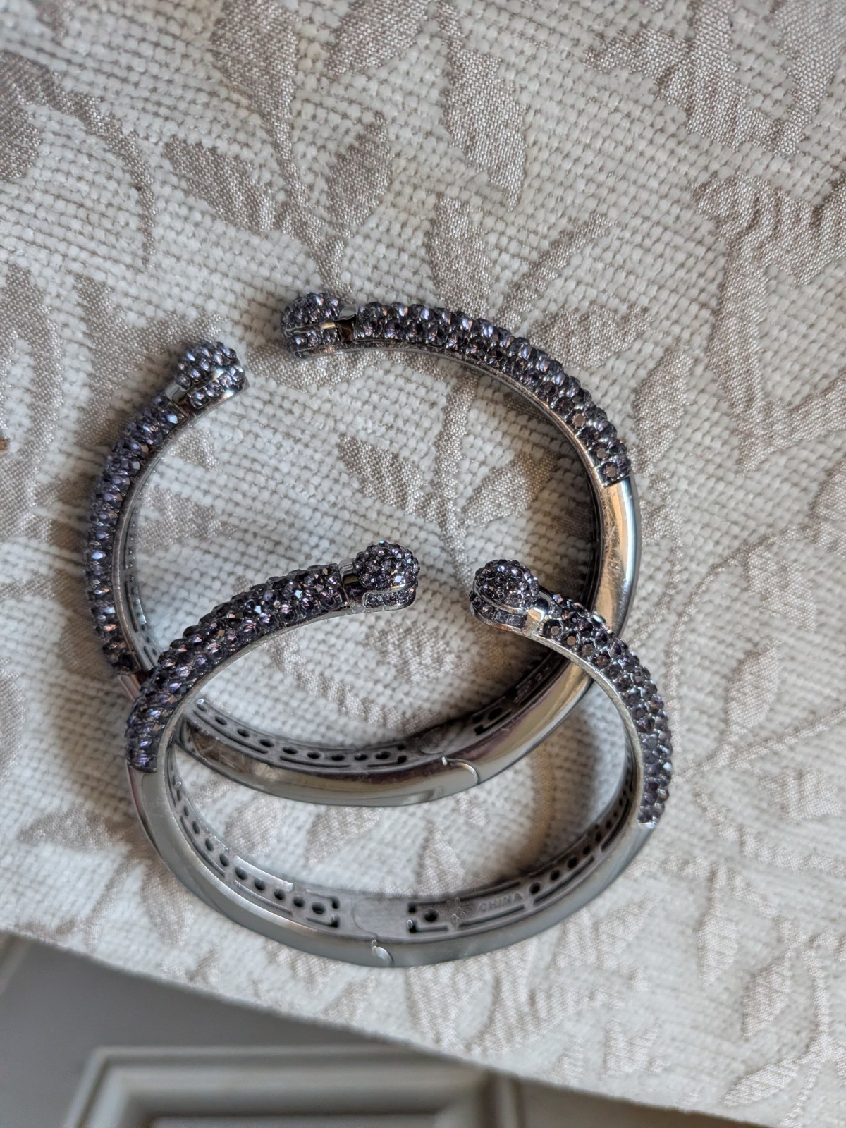 Joan Boyce HSN Kissable Micropavé Crystal Bangle Cuff Bracelets Set 2 Lavender