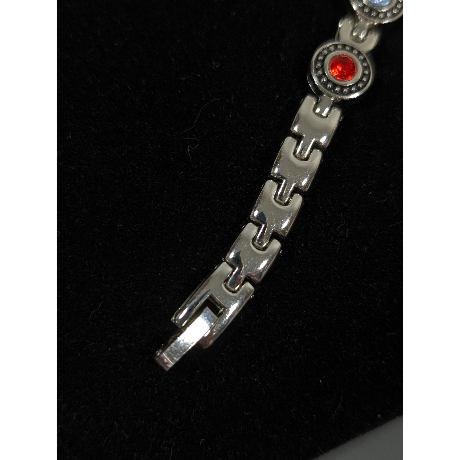 Multicolor Rhinestone Tennis Bracelet Silver Tone Red Blue Purple 7.75″