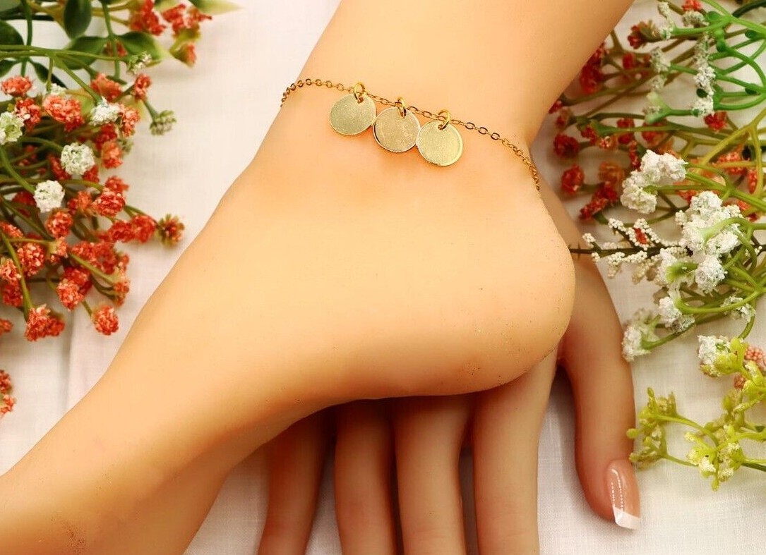 Personalized Round Disk Bracelet, Bridesmaid Bracelet Monogram Bracelet Anklet,