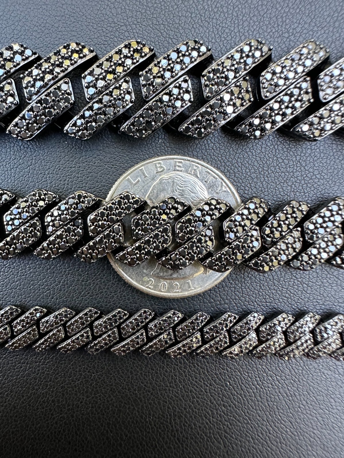 MOISSANITE Real Miami Cuban Link Prong Bracelet Black Rhodium Solid 925 Silver