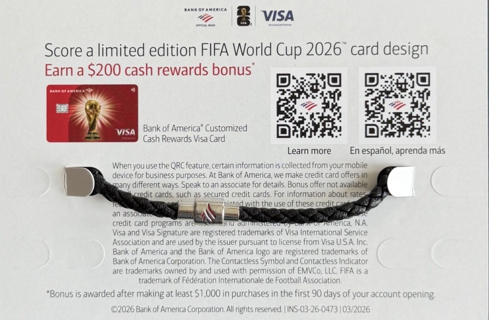 Bank of America FIFA World Cup 26 RARE Braided Charm Bracelet