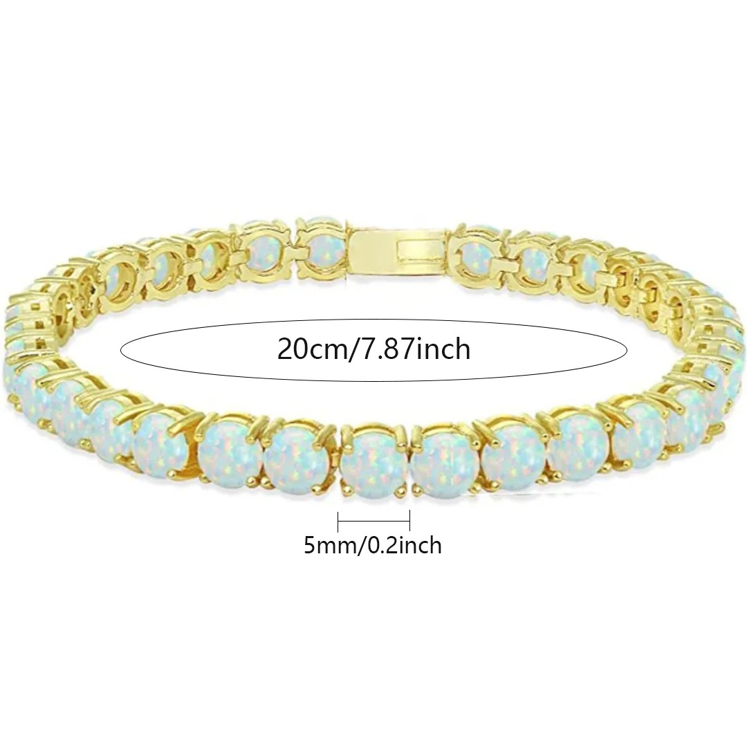 Hawaii White 5mm Opal Round Bracelet 925 Sterling Sliver Jewelry For Women Girls