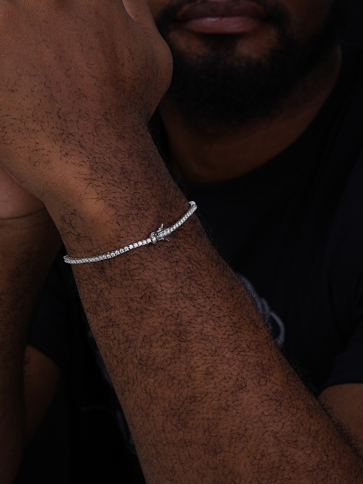 Pulsera TENNIS De Plata De Ley 925 2mm Diamantes Simulados Mujer/Hombre Hip Hop