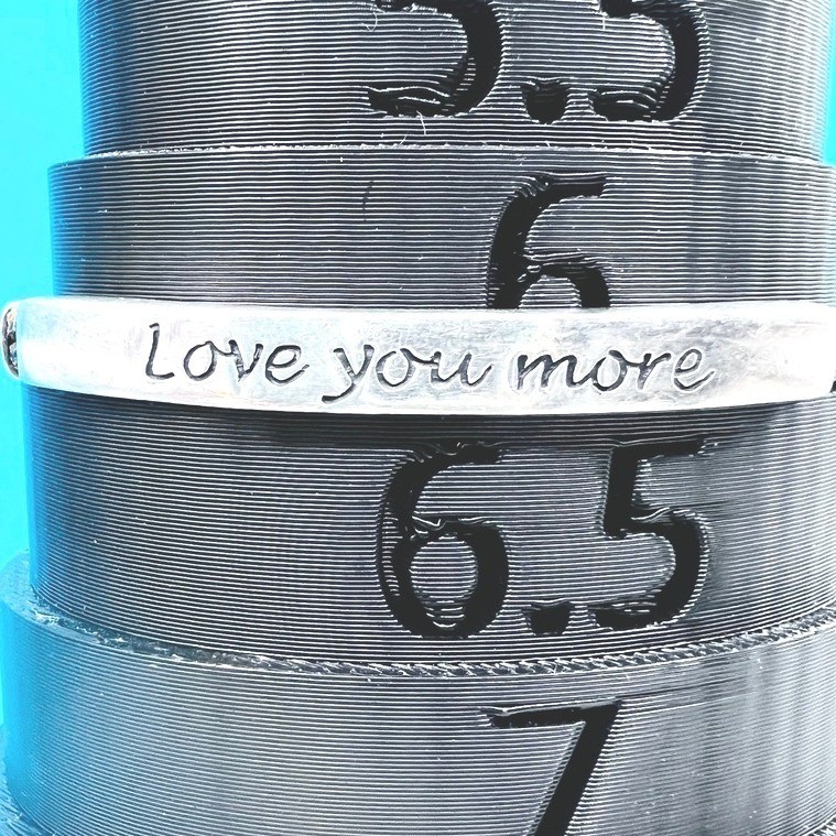 Sterling Silver Bar Bracelet Leather Cord Heart Charm Engraved Love You More SEE