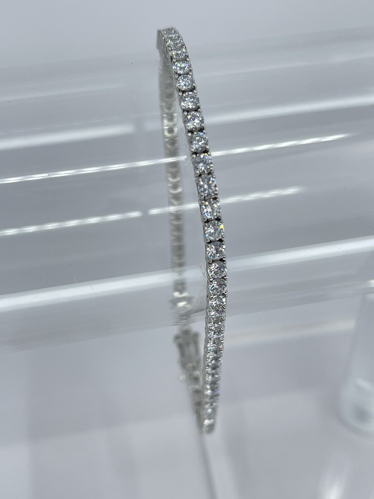Tennis Bracelet 3mm Cubic Zirconia CZ white colorless silver tone 9″