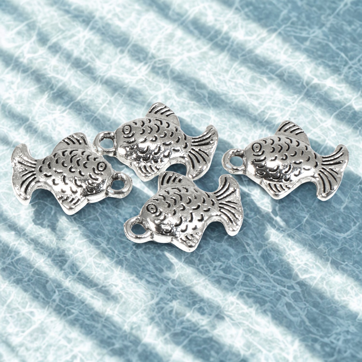 10 Silver Fish Charms for DIY Beach Jewelry – Minimalist Marine Craft Supplies