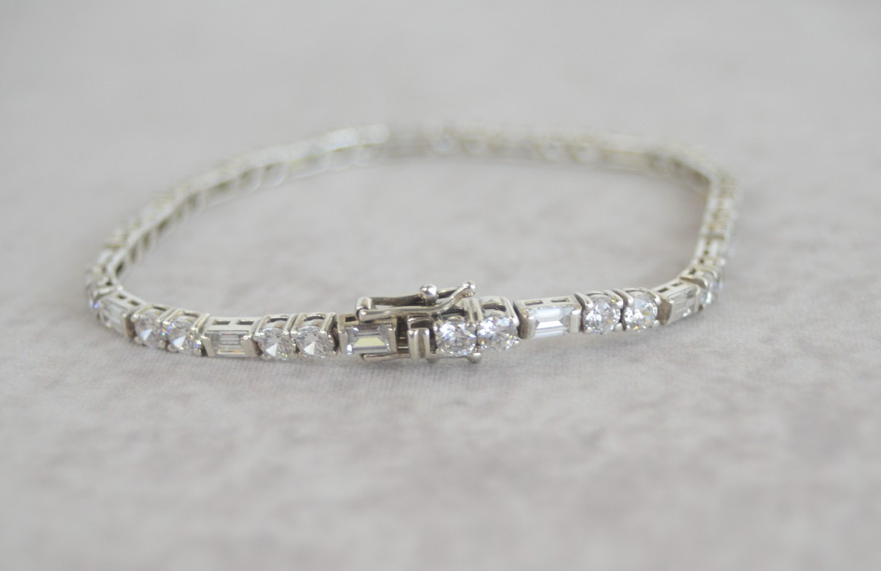 QVC Diamonique Sterling Silver Tennis Bracelet Jewelry S 925 DQ CZ Korea
