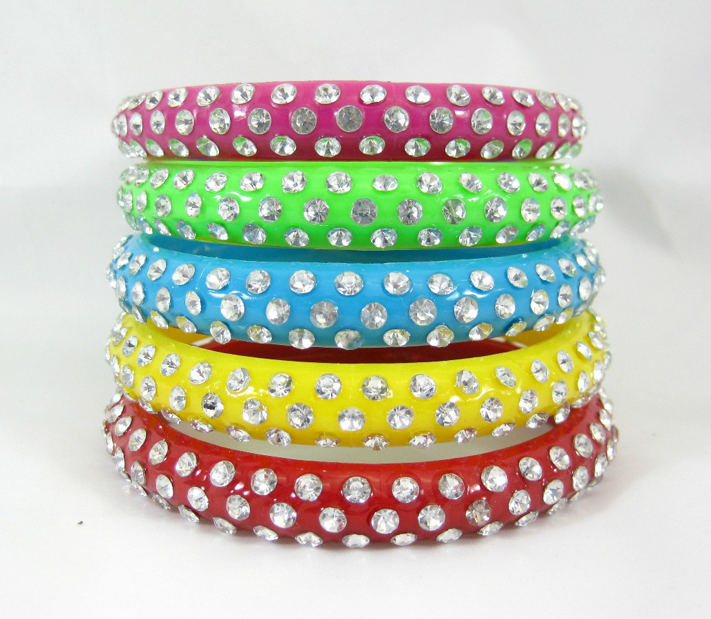 New Colorful XL Bangle Bracelet With Rhinestones in Assorted Colors #B1396