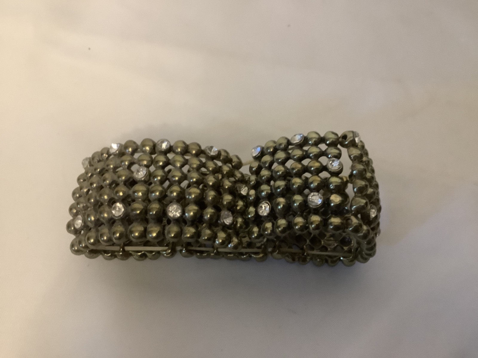 Gold Metal and Clear Crystal Stretch Bracelet