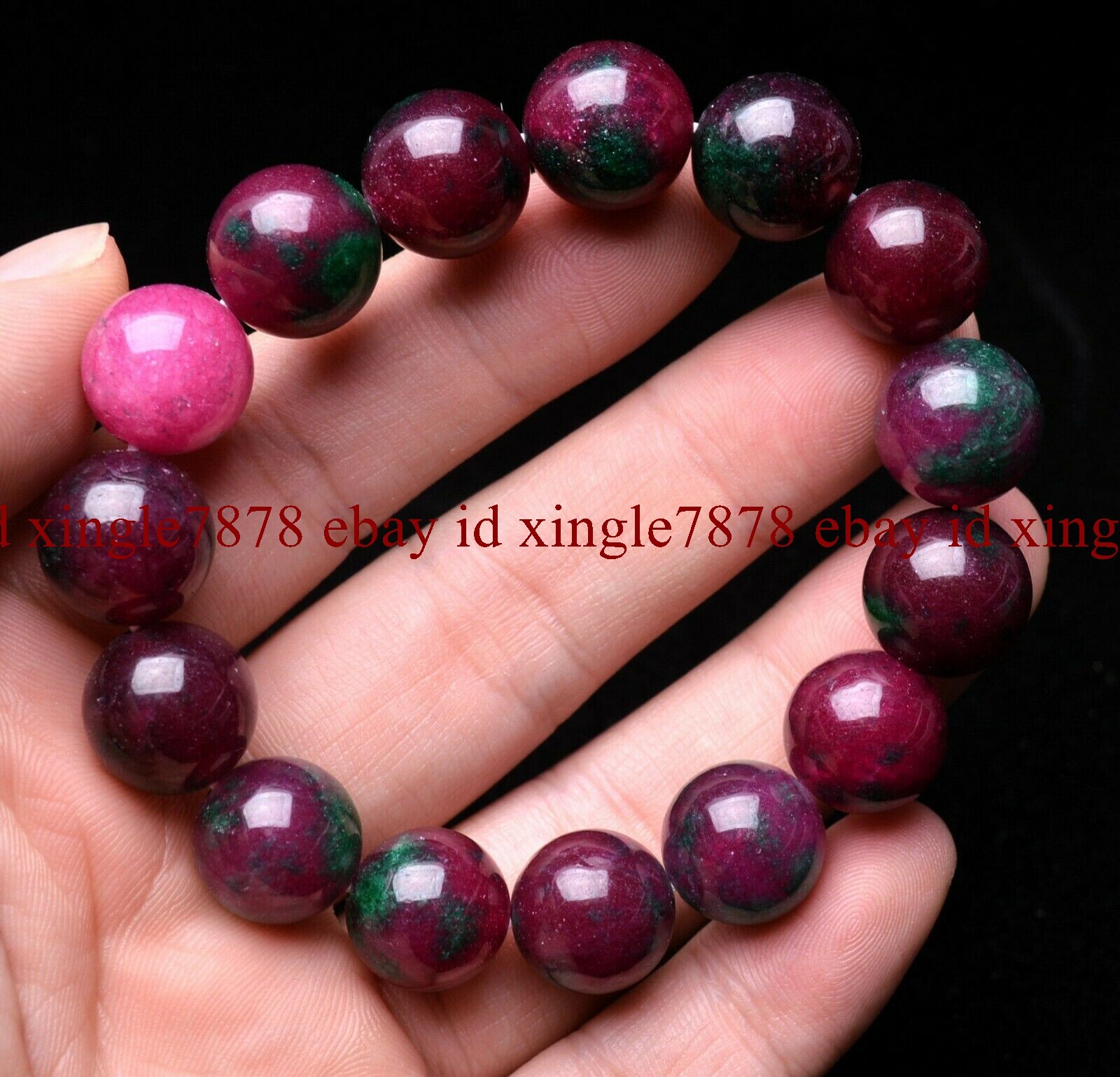 6mm-20mm Top Natural Red Green Zoisite Epidote More Red Gemstone Bead Bracelet