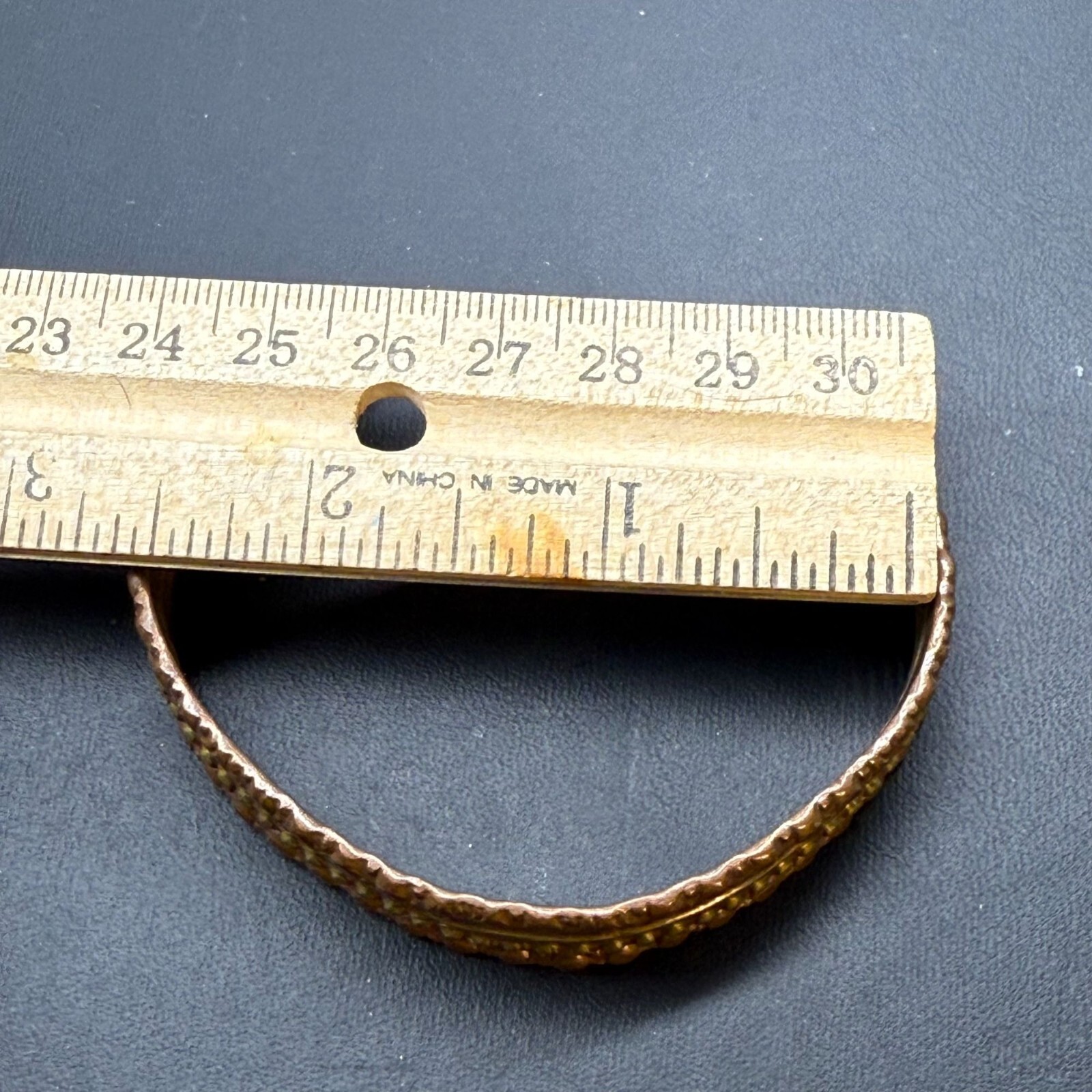 Beaded Hammered Cuff Bangle Bracelet Brass Tone Ethnic Tribal Boho