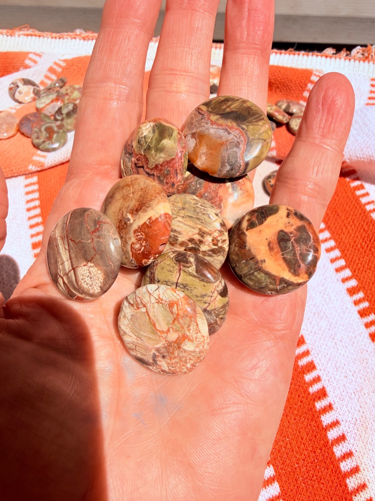 HUGE LOT 28 Natural Money Agate Coin Beads US see Video!!