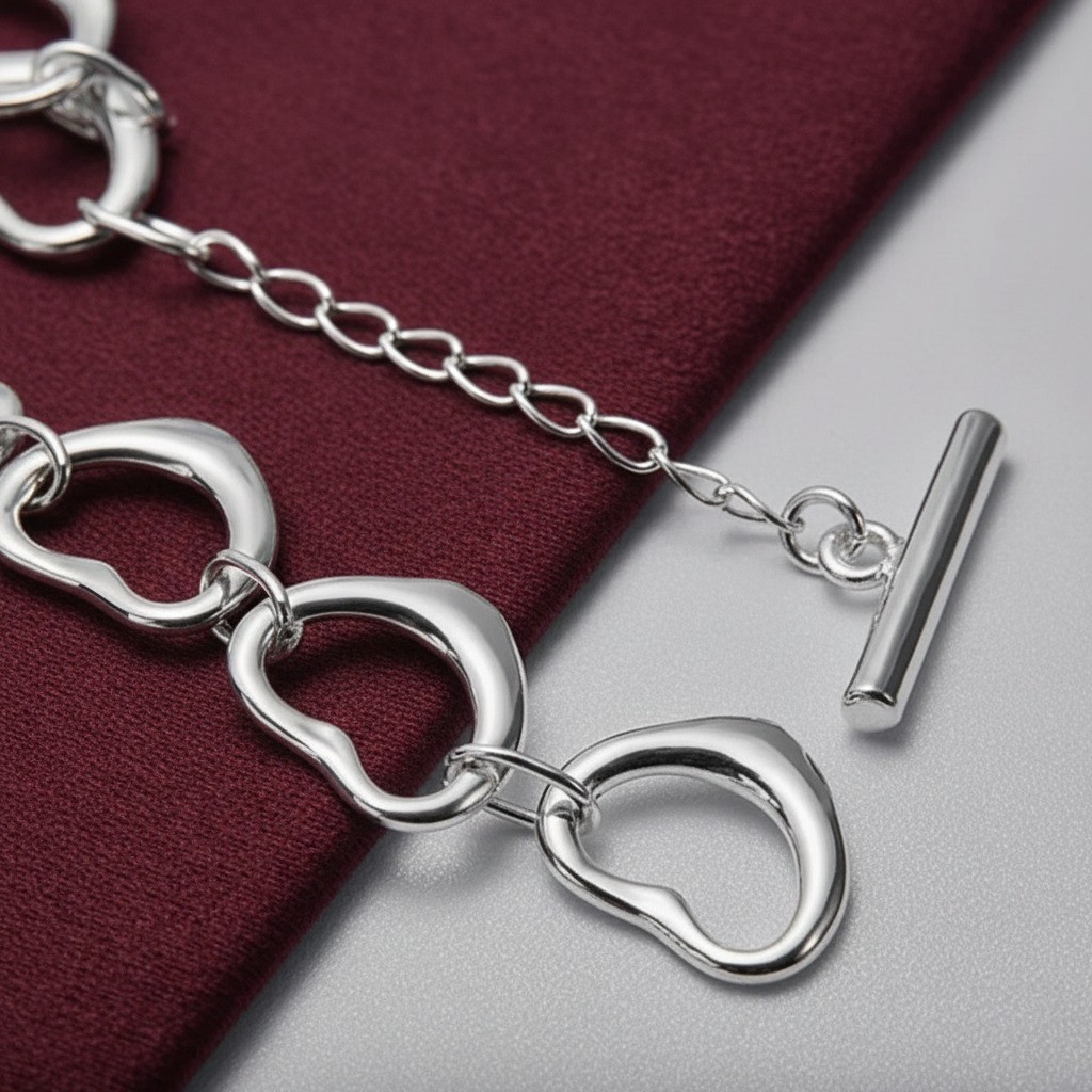 925 Sterling Silver Heart Chain Bracelet for Women – Charm Jewelry Gift