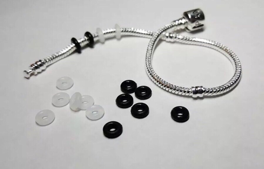 40pc-White/Clear Silicone Rubber Stopper Rings Spacer Bead Fit European Bracelet