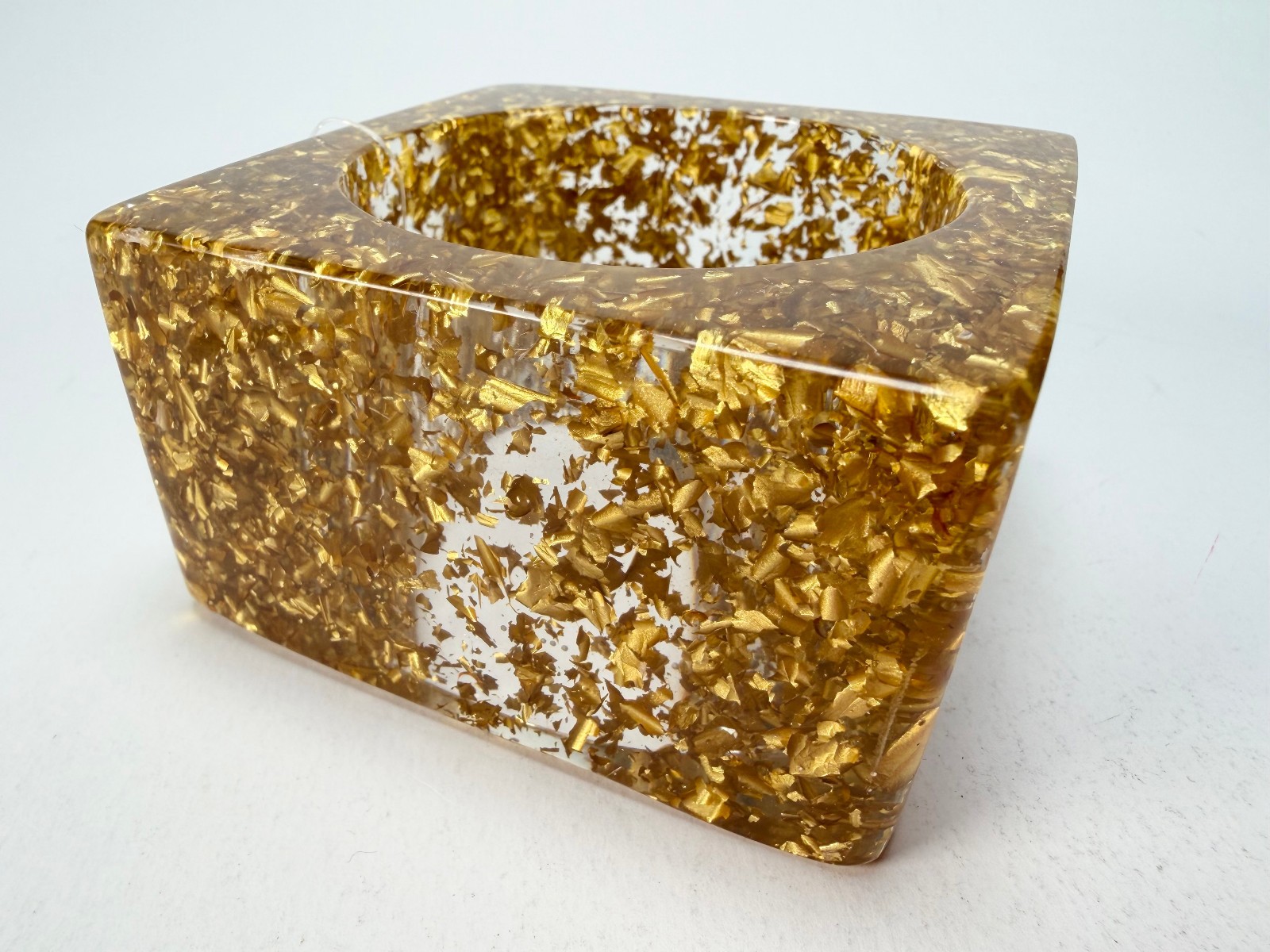 Jackie Brazil “Solid Square” Gold Flakes 5cm Bangle ( B2100 )