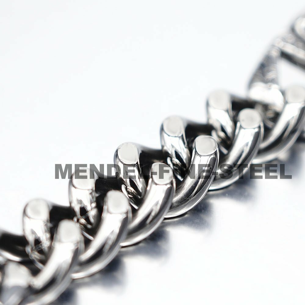 MENDEL Mens Christian Cuban Link Chain Jesus Amulet Bracelet Stainless Steel