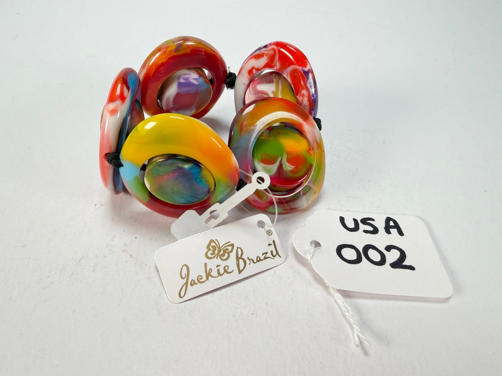 Jackie Brazil “Saturn” Kandinsky Disc & Cylinder Elastic Bracelet ( B0060 )