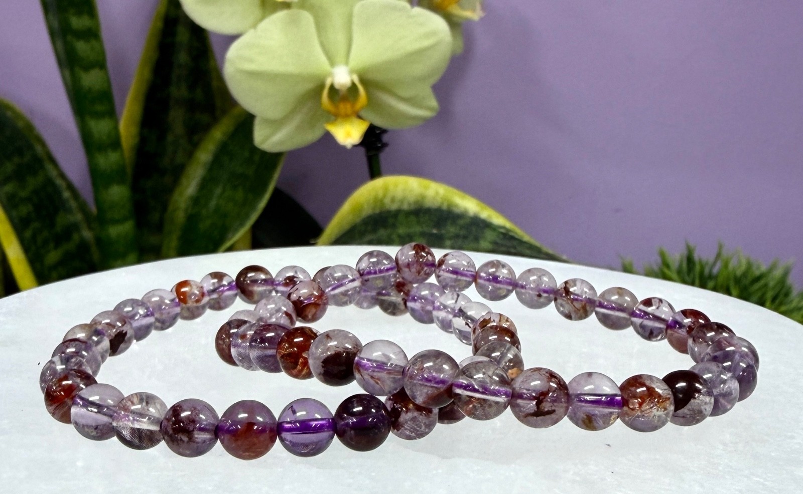 Wholesale 6 Pcs 6mm Natural Super 7 Crystal Healing Stretch Bracelet 7.5”