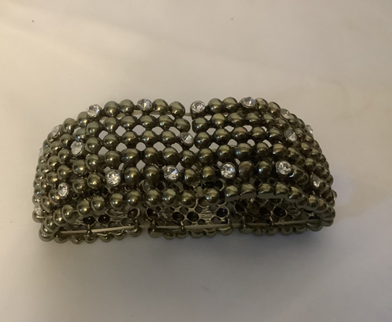 Gold Metal and Clear Crystal Stretch Bracelet